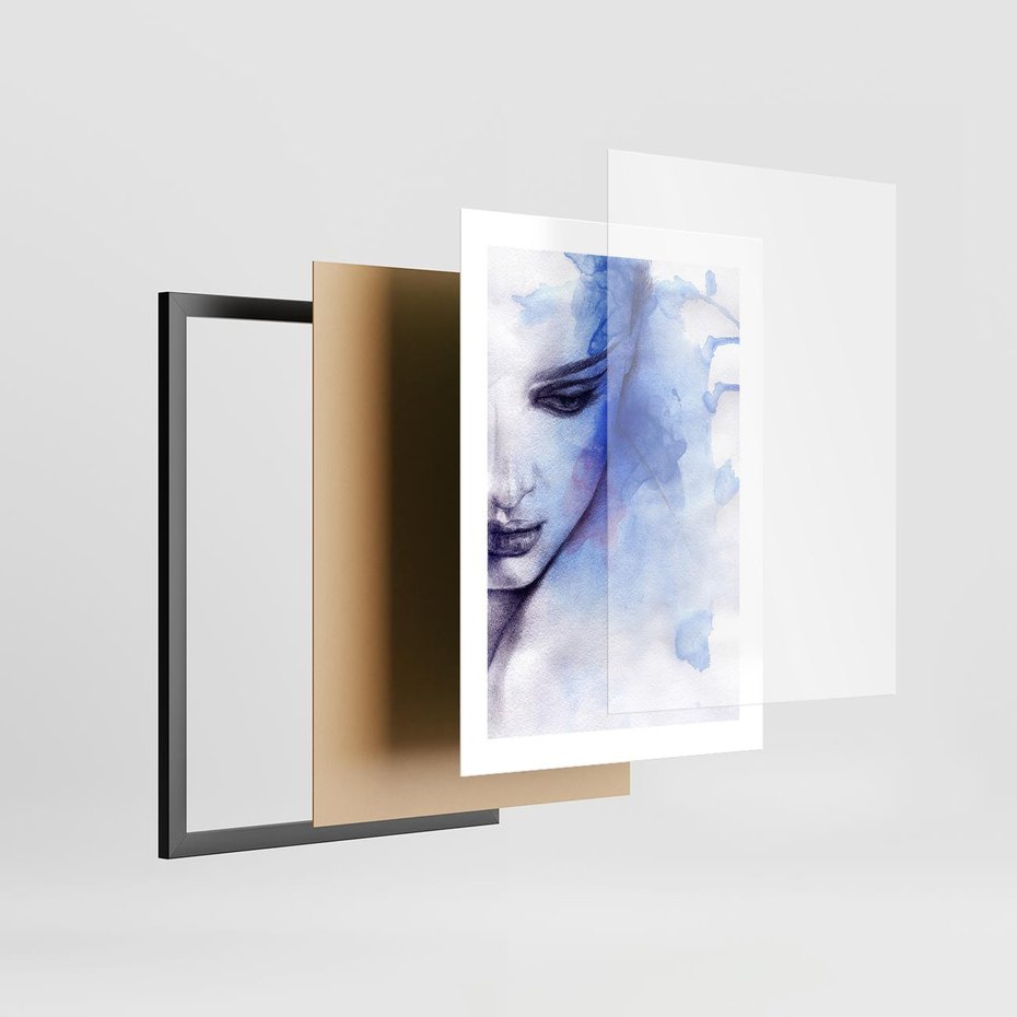 Plakat w ramie 30x40 - Graficzna magia kobiecej twarzy - grafika, kobieta - rama czarna