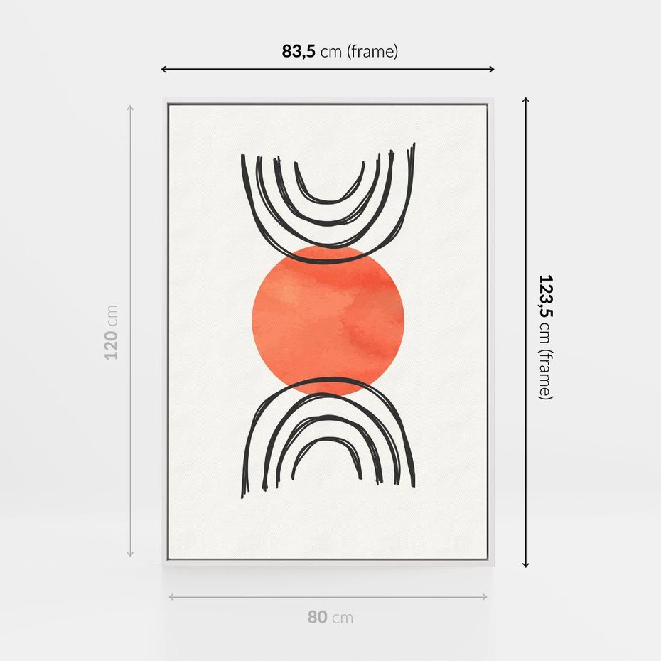 Obraz w ramie 80x120 - Lustrzane Widzenie - koło, boho styl - rama biała