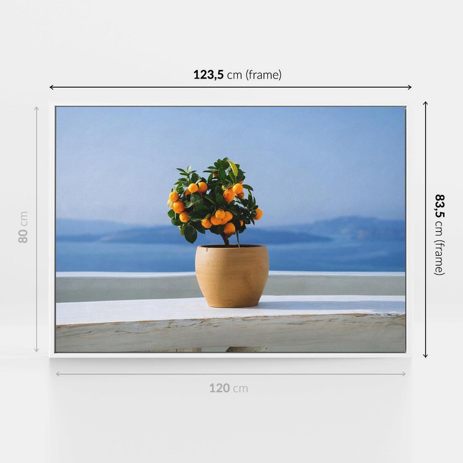 Obraz w ramie 120x80 - Uroki Santorini - Santorini, Grecja - rama biała