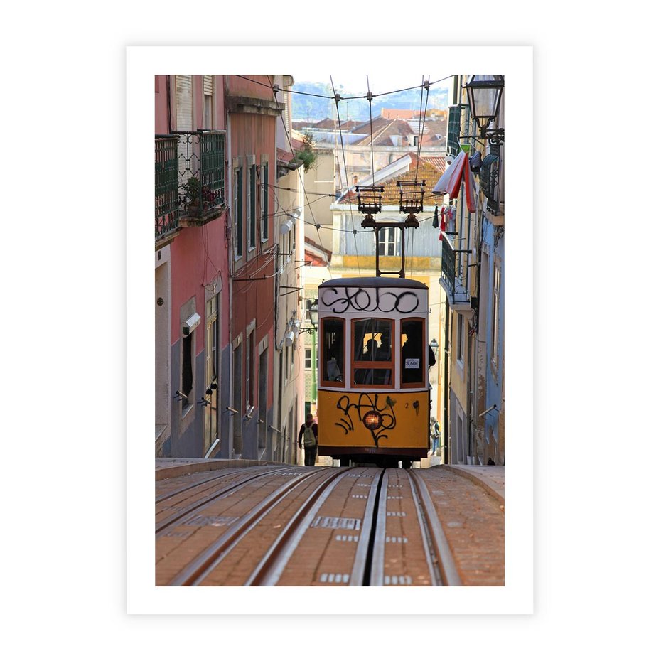 Plakat bez ramy 40x50 - Lizbońskie tramwaje - podróż w czasie - Lizbona, tramwaj