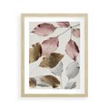 Plakat w ramie 40x50 - Pastelowe Liście z Nutką Złota - liście, pastelowe kolory - rama drewno