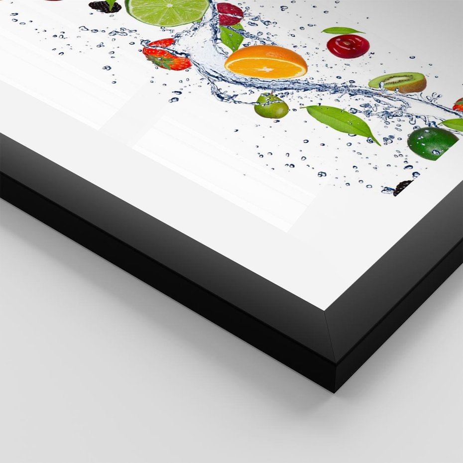Plakat w ramie 30x40 - Kulinarne Inspiracje - owoce, woda - rama czarna