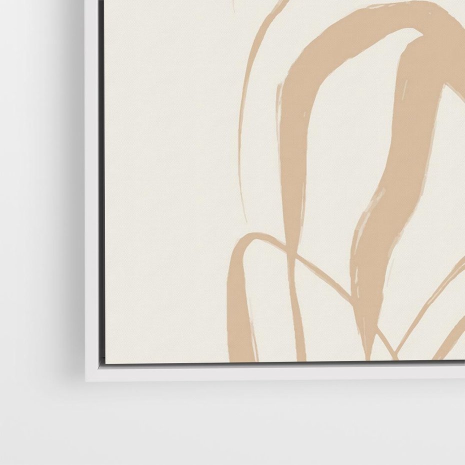 Obraz w ramie 80x80 - Formy Nowoczesności - minimalistyczny plakat, liście palmy - rama biała