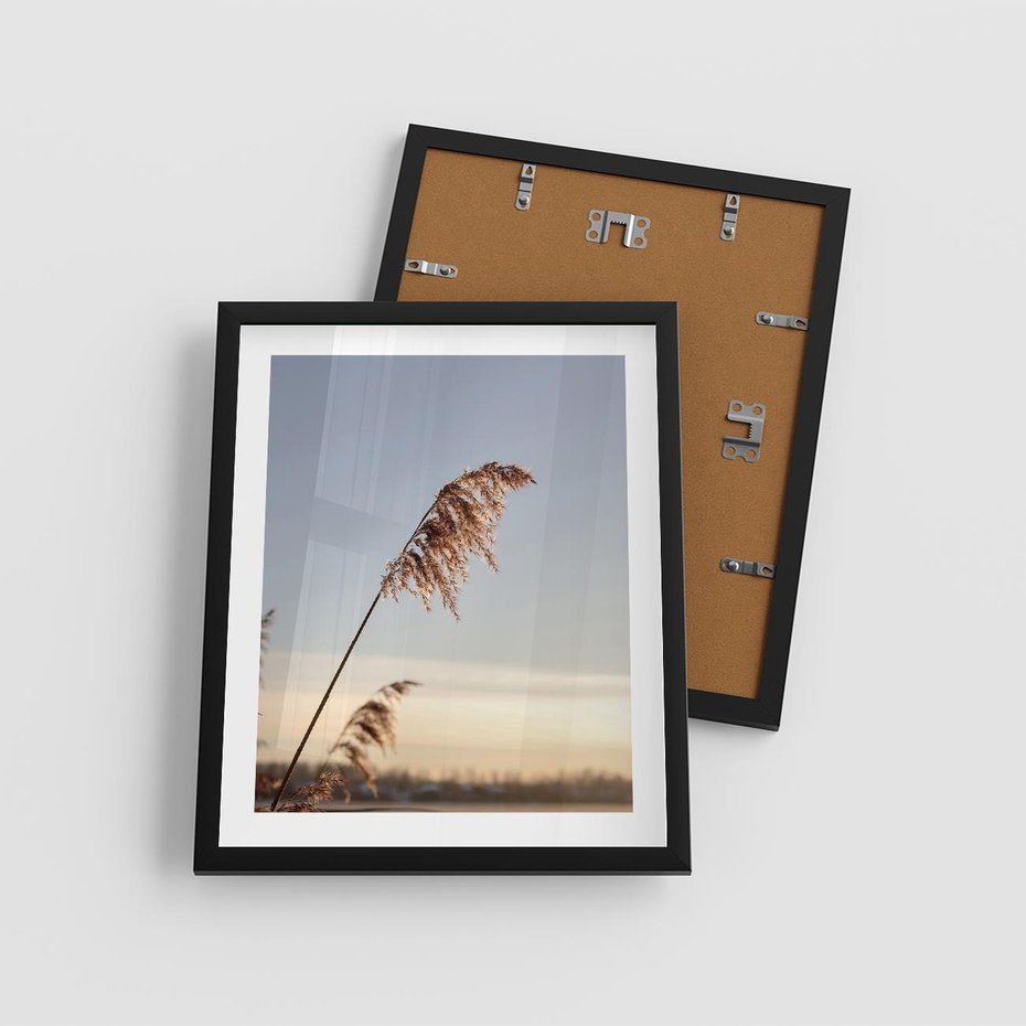 Plakat w ramie 40x50 - Naturalna Delikatność - trawy, boho - rama czarna