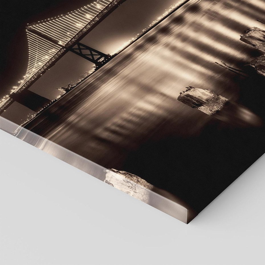 Obraz na płótnie 50x50 - Most nocą nad rzeką - noc, most