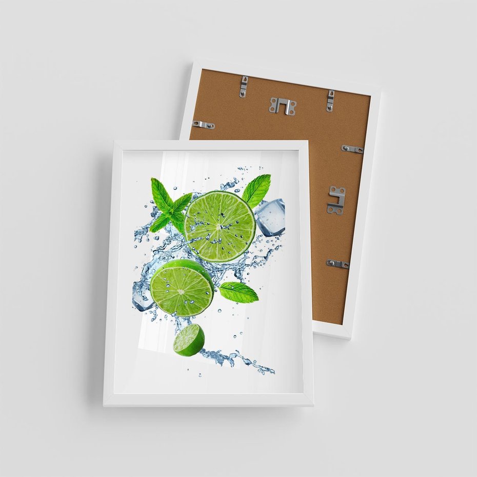 Plakat w ramie 30x40 - Świeżość i Witalność - limonka, owoce - rama biała