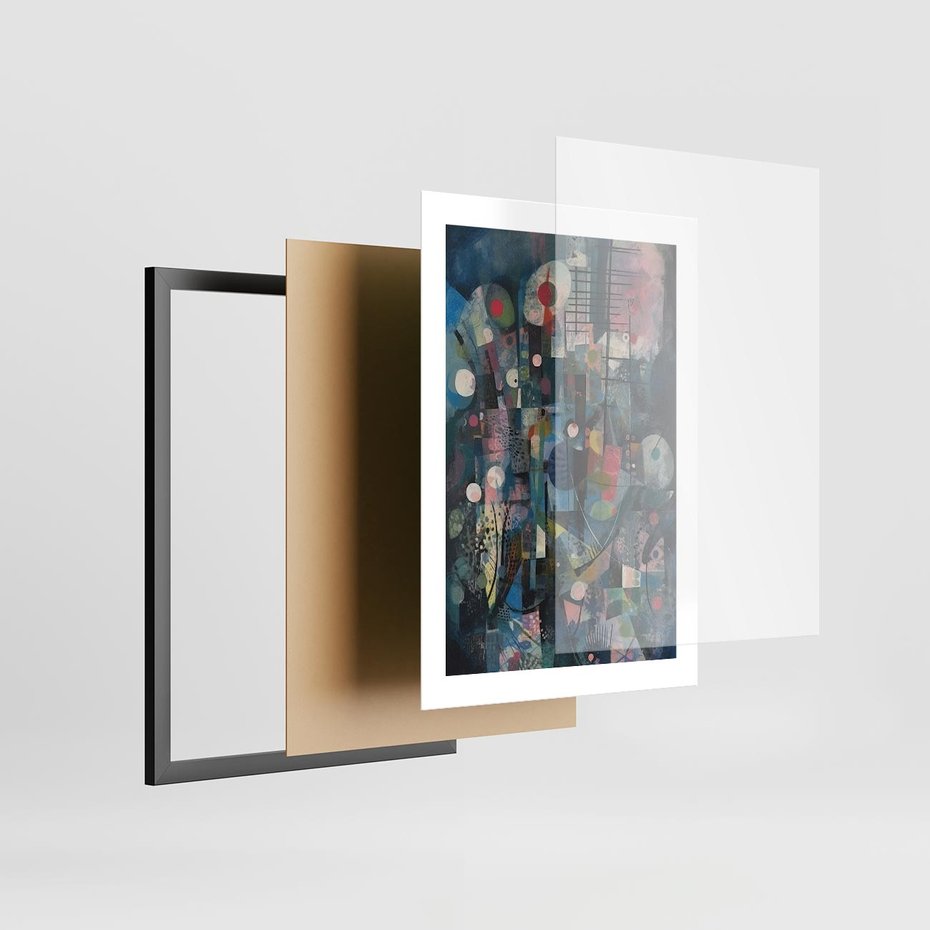 Plakat w ramie 30x40 - Rozbijając Granice Kreatywności - abstrakcyjny obraz, sztuka abstrakcji - rama czarna