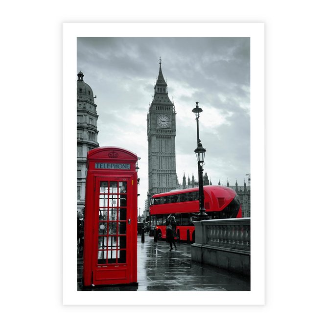 Plakat bez ramy 21x30 - Uliczka z charakterystyczną budką w Londynie - Londyn, budka