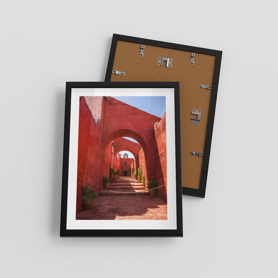 Plakat w ramie 30x40 - Perspektywa Uliczki - uliczka, perspektywa - rama czarna