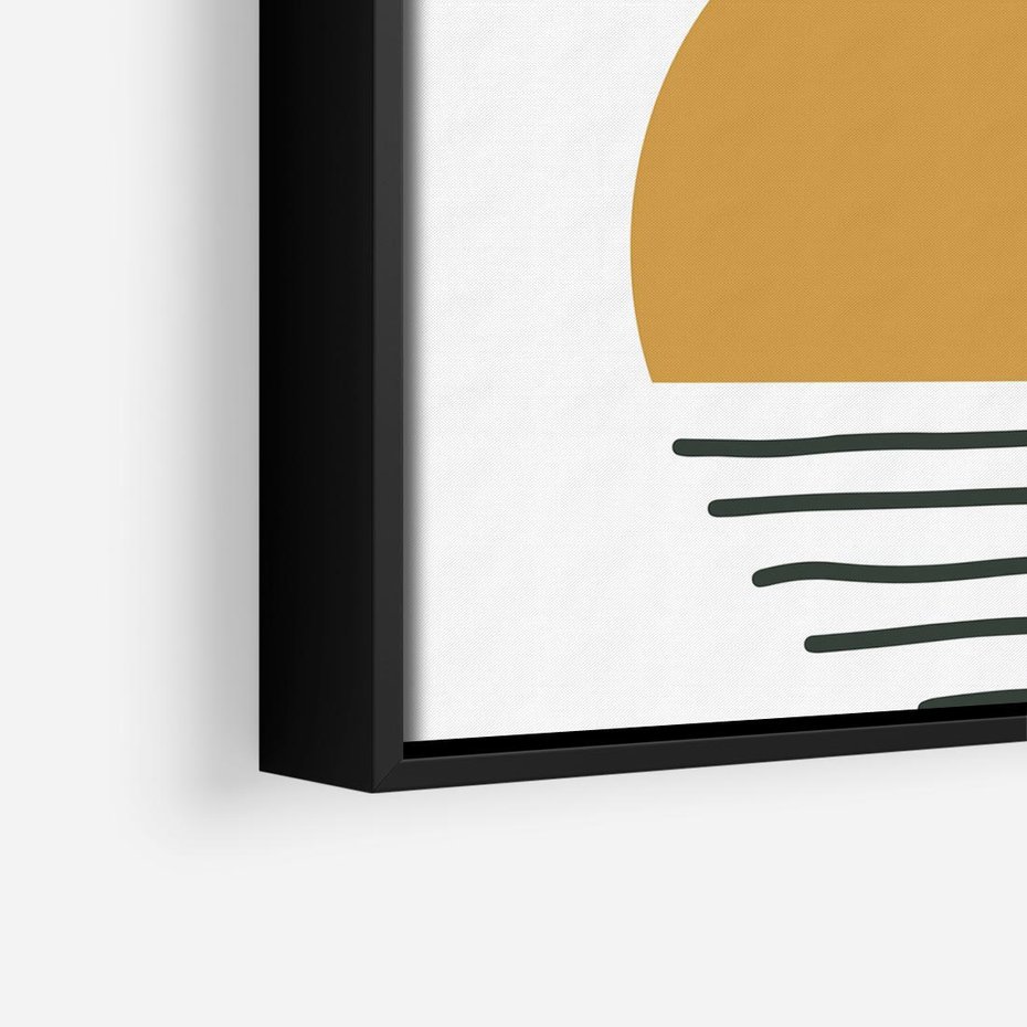 Obraz w ramie 50x50 - Kolory Przyszłości - kompozycja kół i kresek, ciepłe kolory - rama czarna