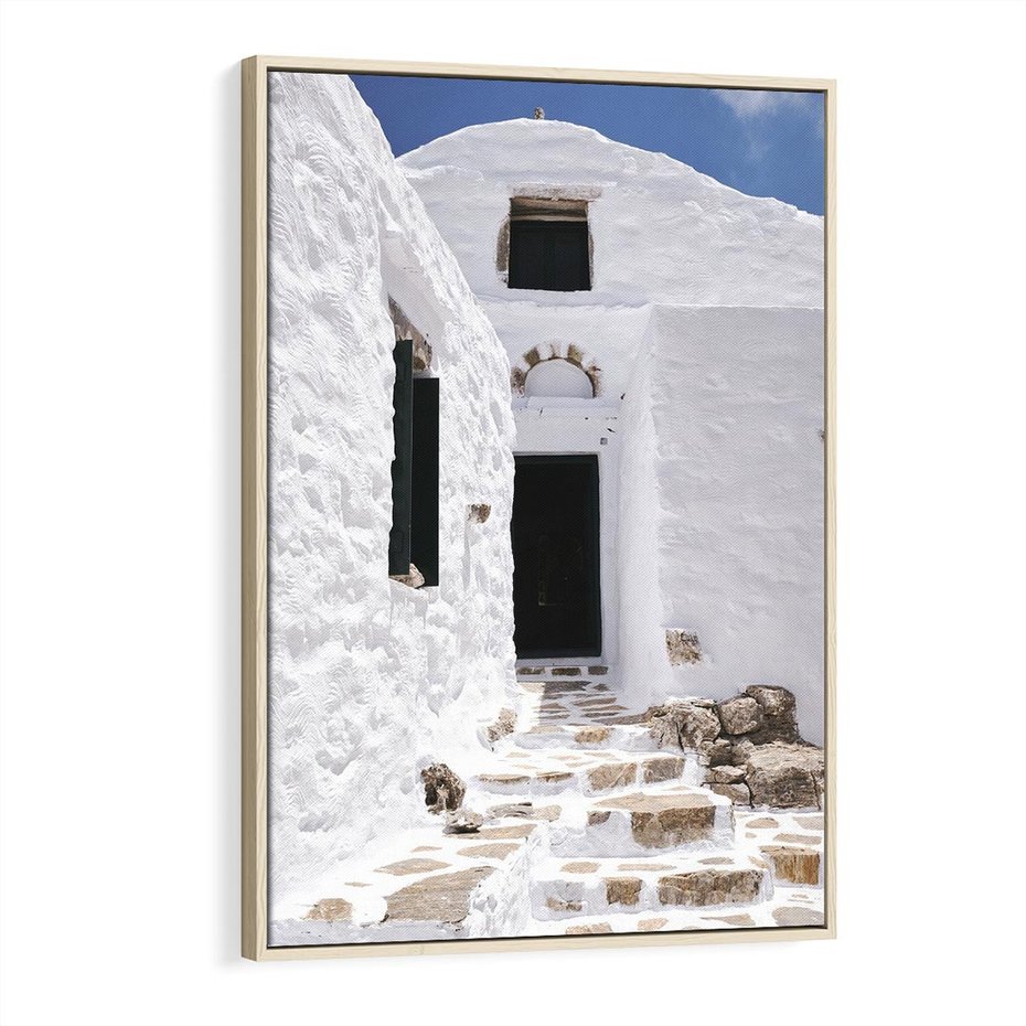 Obraz w ramie 80x120 - Santorini - Grecja błękitem malowana - Santorini, Grecja - rama drewno