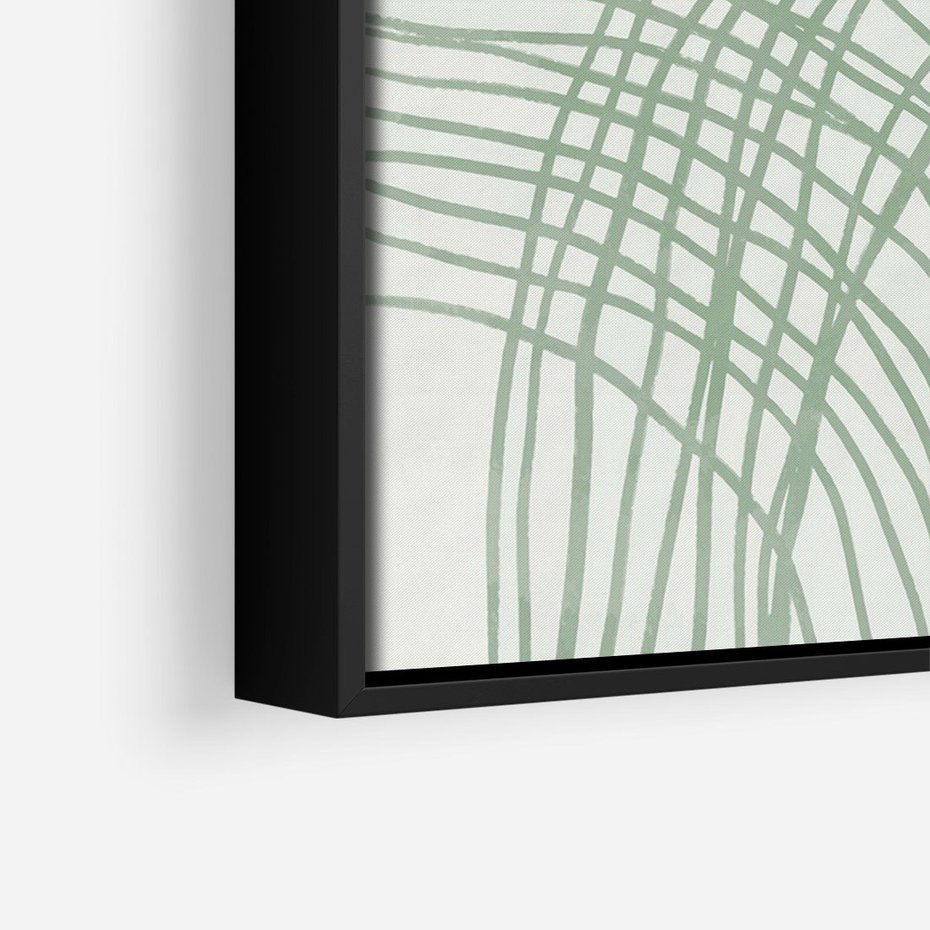 Obraz w ramie 70x100 - Migotliwa Spokojna Zieleń - zielony plakat, abstrakcyjne splątane linie - rama czarna