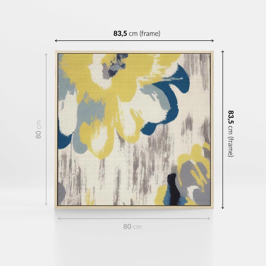 Obraz w ramie 80x80 - Kwiatowe Impresje - malowane duże kwiaty, kolory żółty - rama drewno