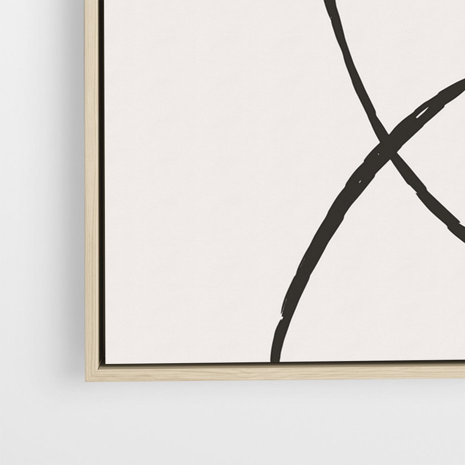 Obraz w ramie 70x100 - Zaklęte Linie - abstrakcyjne szkicowane linie, minimalizm - rama drewno