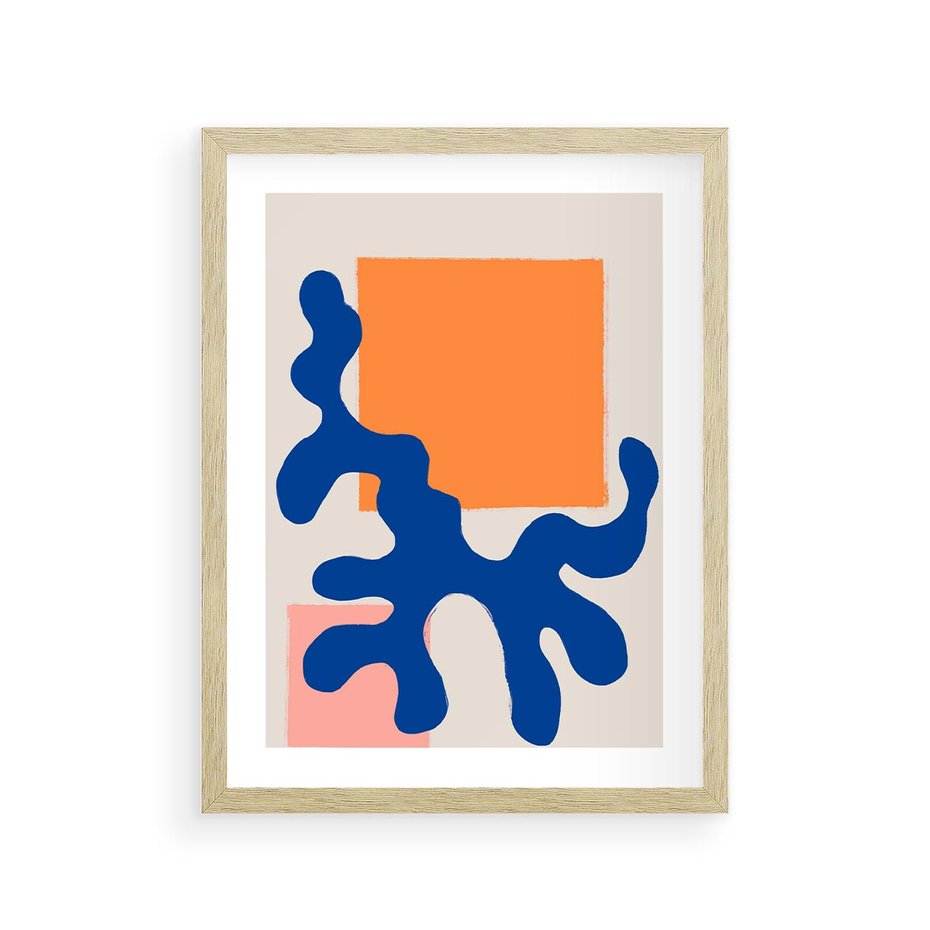 Plakat w ramie 30x40 - Bezczasowe Pastelowe Plamy - abstrakcja, nowoczesny plakat - rama drewno