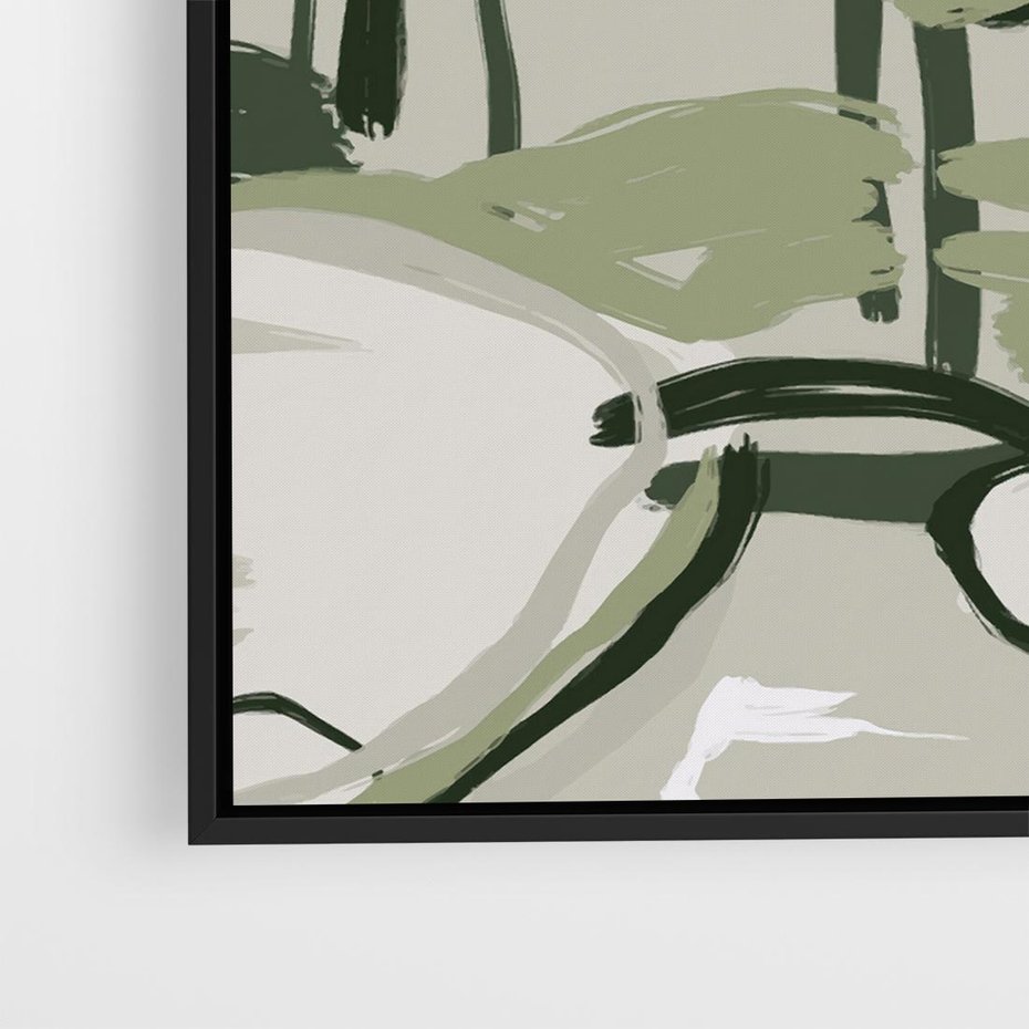 Obraz w ramie 50x50 - Leśny Zakątek - pastelowy krajobraz, nowoczesny plakat - rama czarna