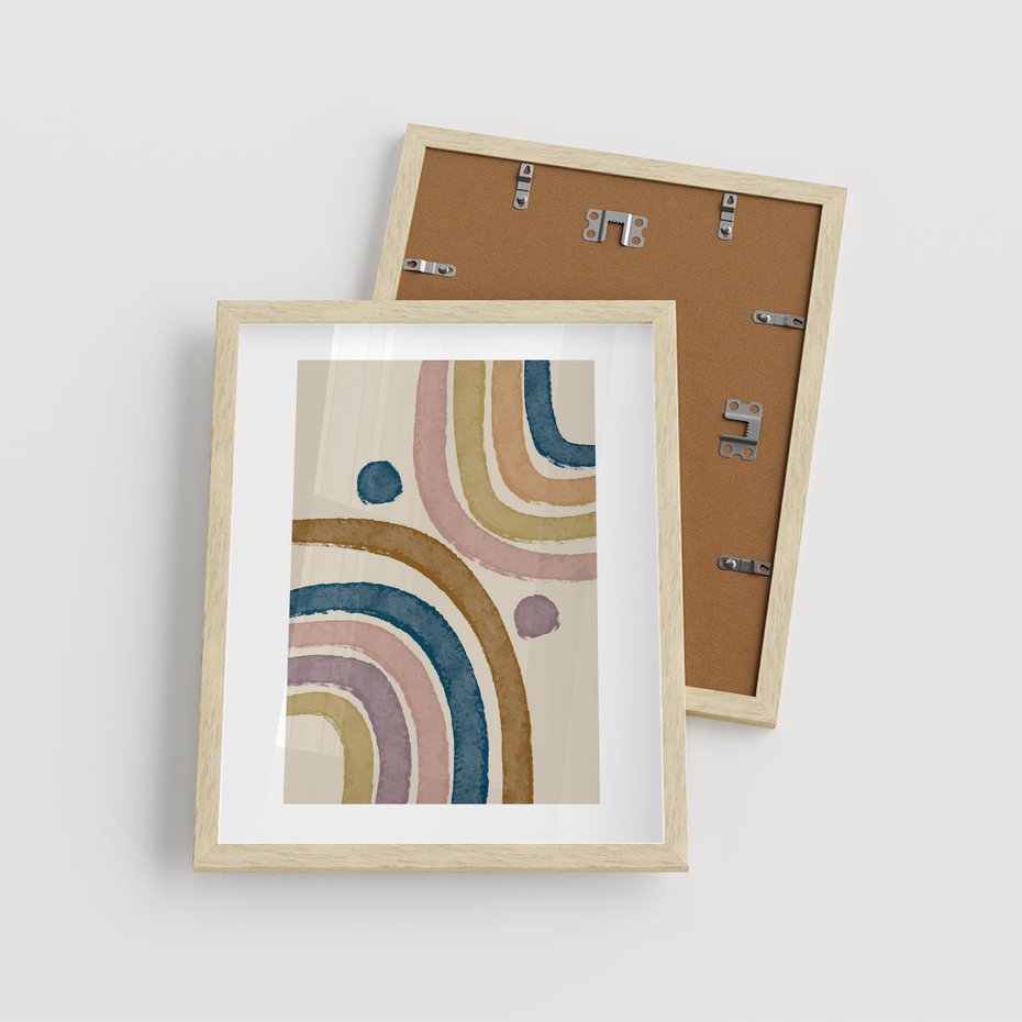 Plakat w ramie 40x50 - Kształtujące Inspiracje - abstrakcyjne tęcze, kompozycja - rama drewno