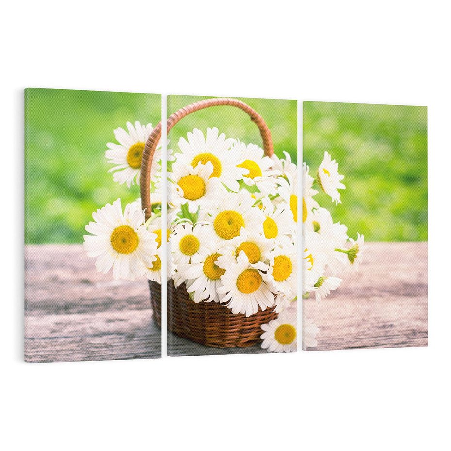 Obraz na płótnie 120x80 - Koszyk pełen kwiatów - koszyk, kwiaty