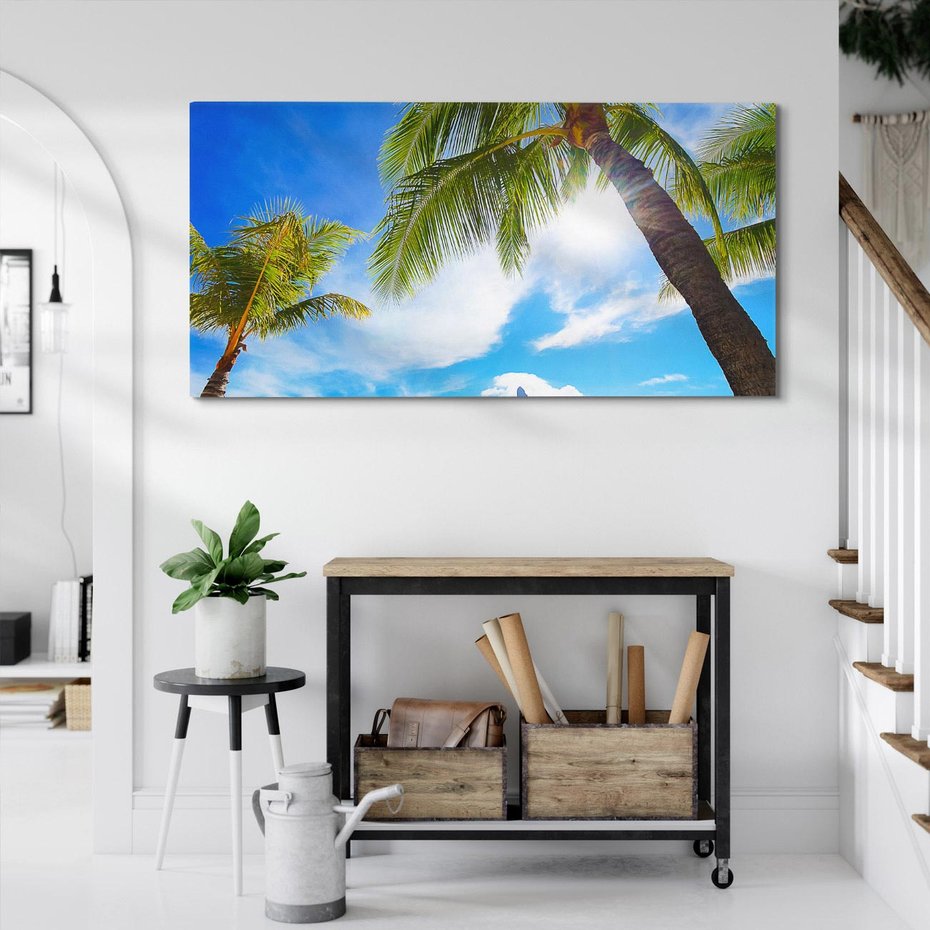 Obraz na płótnie 120x60 - Tropikalne palmy nad oceanem - palmy, ocean