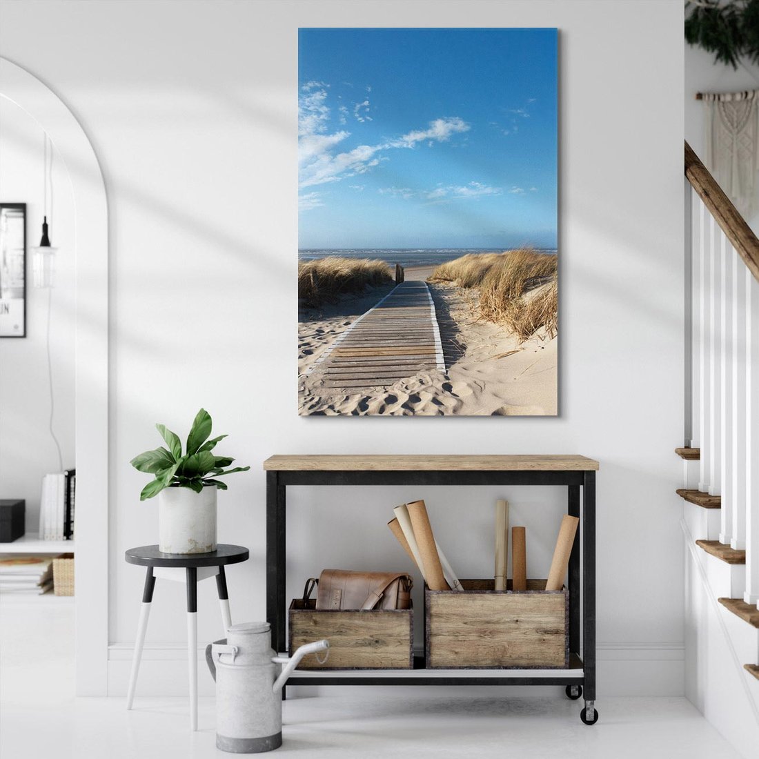 Obraz na płótnie 80x120 - Boho na Plaży - plaża, pomost