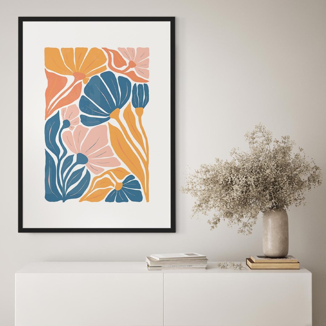 Plakat w ramie 50x70 - Migotliwe Marzenia - kwiaty, rośliny - rama czarna