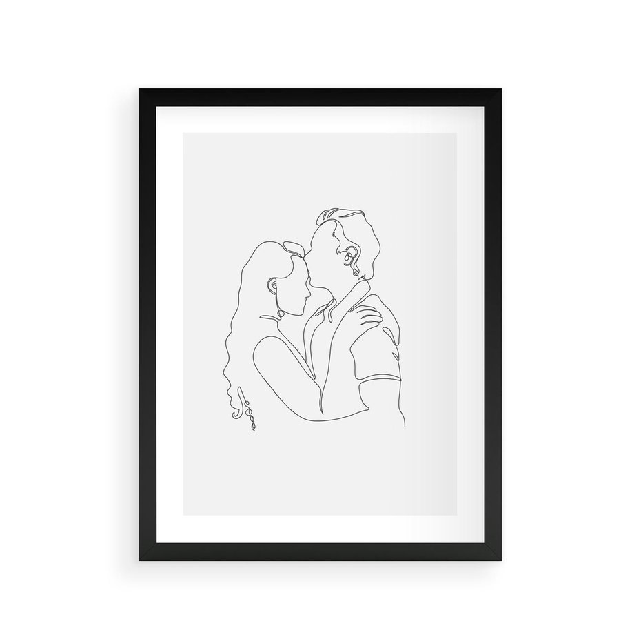Plakat w ramie 30x40 - Wewnętrzne Emocje - para zakochanych, kobieta i mężczyzna - rama czarna