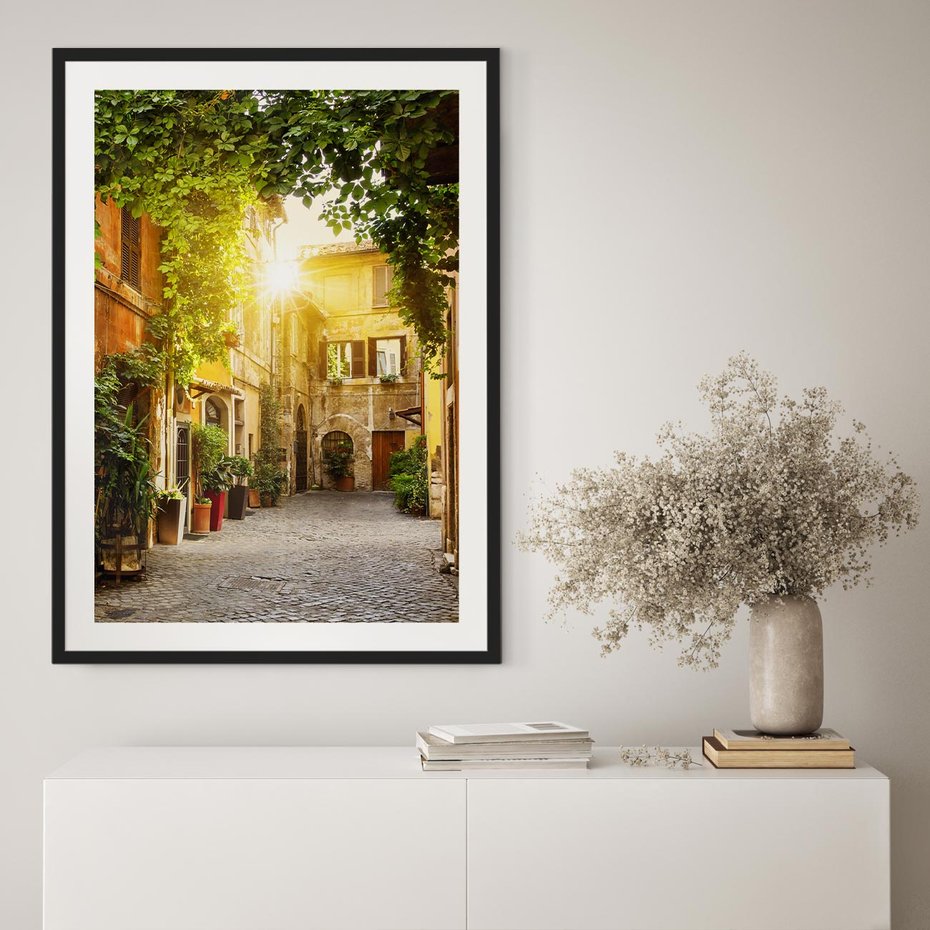 Plakat bez ramy 21x30 - Malownicza Wędrówka - uliczka, perspektywa