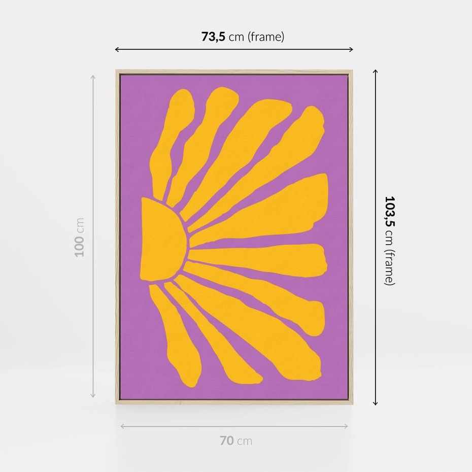 Obraz w ramie 70x100 - Podróżne Kontury - abstrakcyjny plakat, intensywne różowe tło - rama drewno