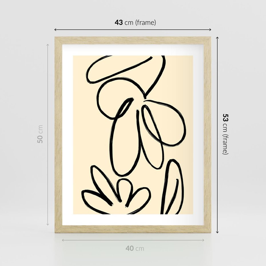 Plakat w ramie 40x50 - Złamane Granice - abstrakcyjna sztuka, przypominająca kwiat - rama drewno