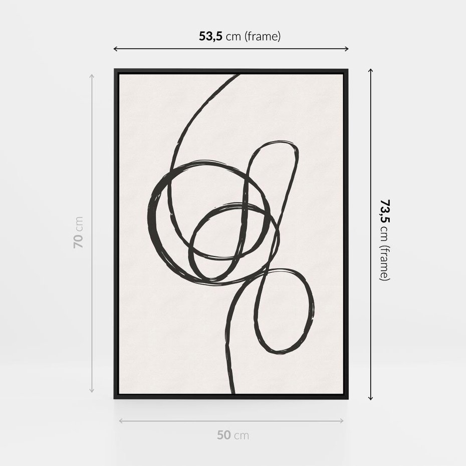 Obraz w ramie 50x70 - Migotliwa Kreatywność - abstrakcyjne szkicowane linie, minimalizm - rama czarna