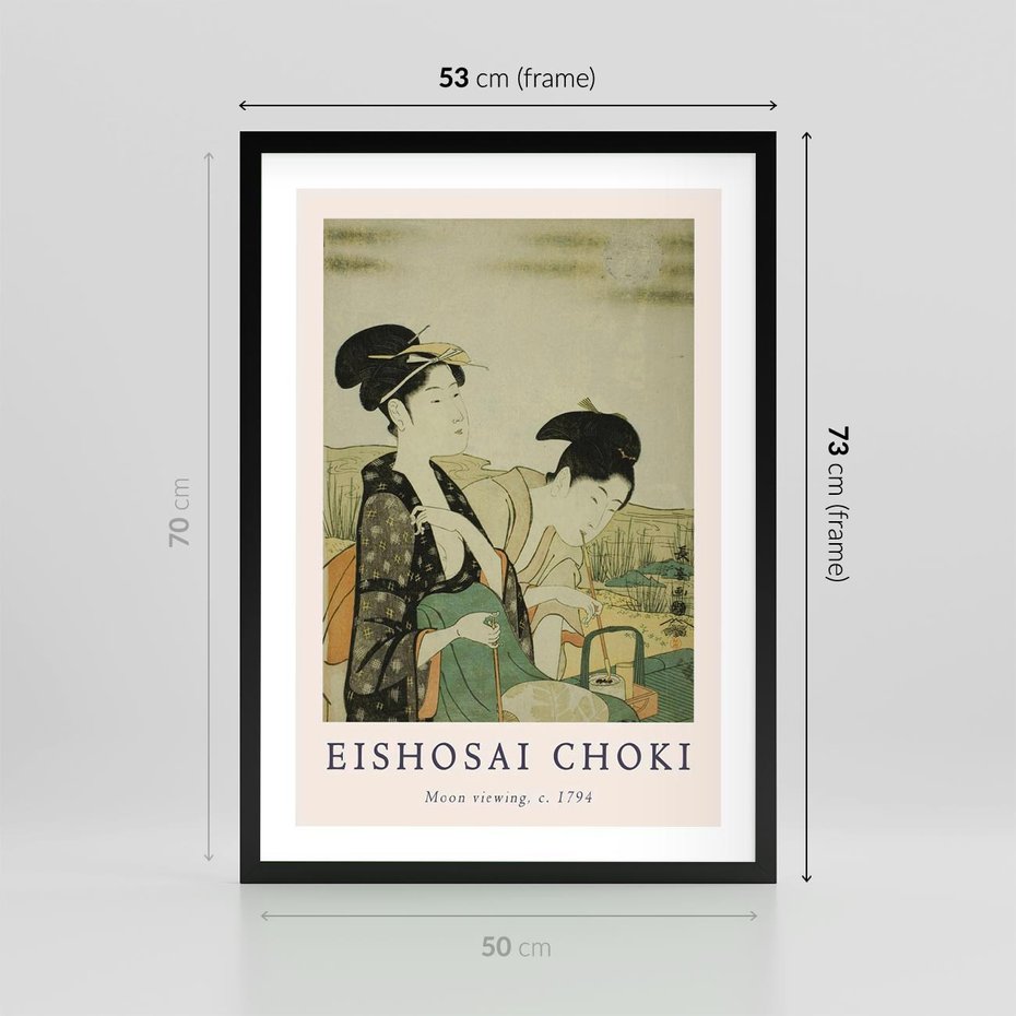 Plakat w ramie 50x70 - Rycina Eishosai Choki - staraa chińska rycina, eishosai choki - rama czarna