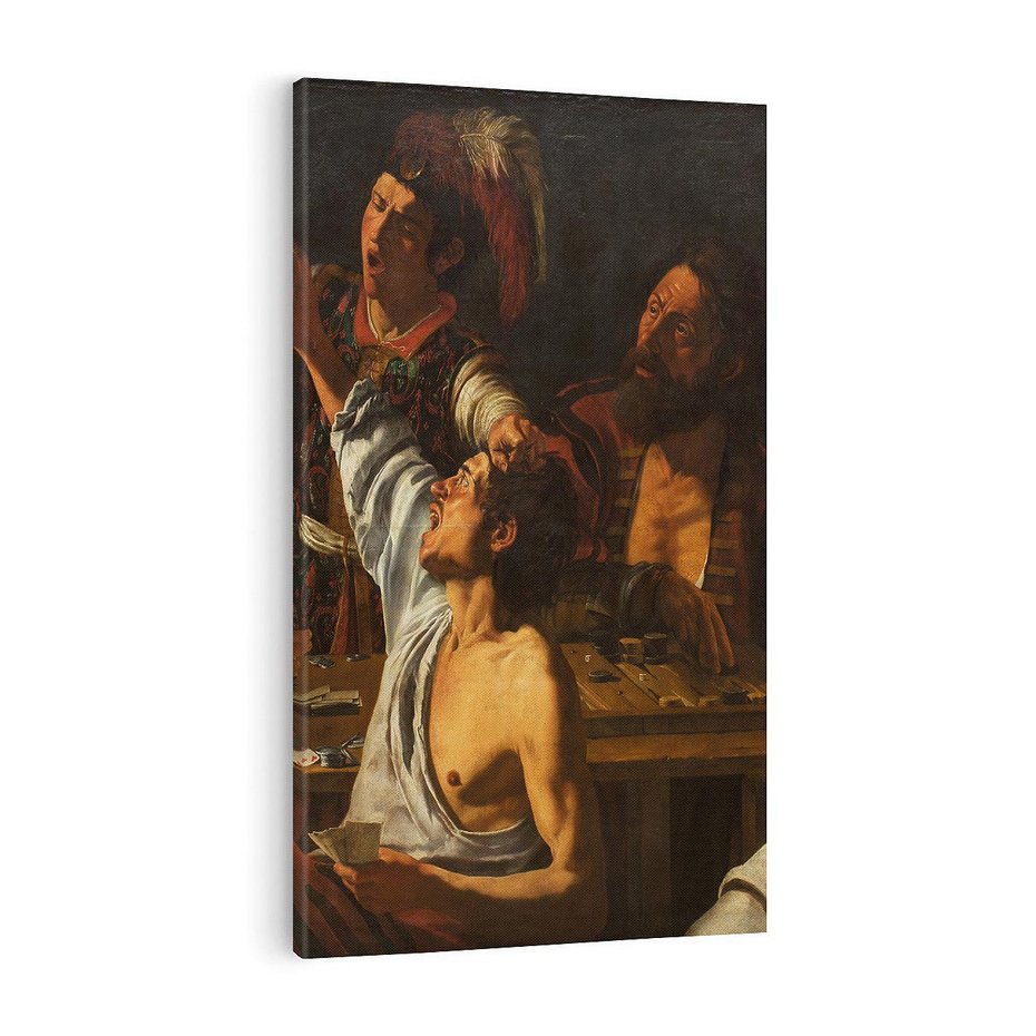 Obraz na płótnie 80x120 - Card and Backgammon Players (ok. 1595), Caravaggio - reprodukcja, obraz na płótnie
