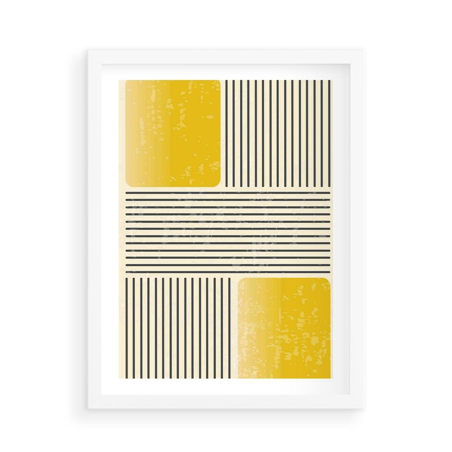 Plakat w ramie 50x70 - Geometria w Ruchu - geometria, proste linie - rama biała