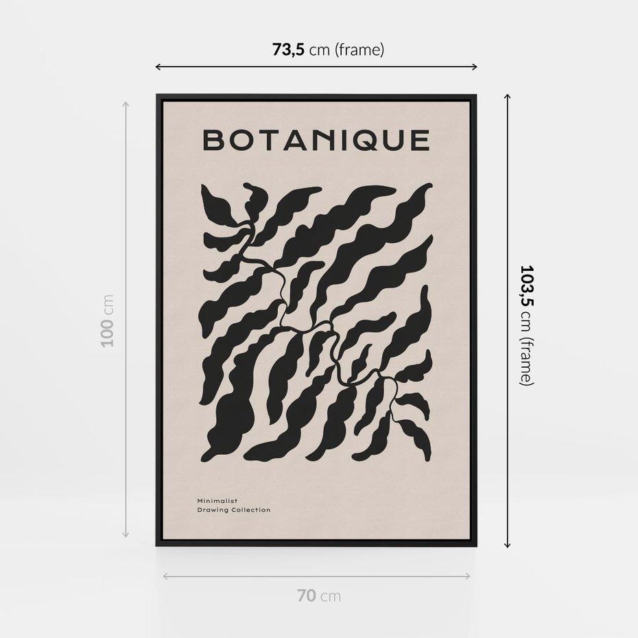 Obraz w ramie 70x100 - Księga Odbić - abstrakcyjne liśćie, roślinne motywy - rama czarna