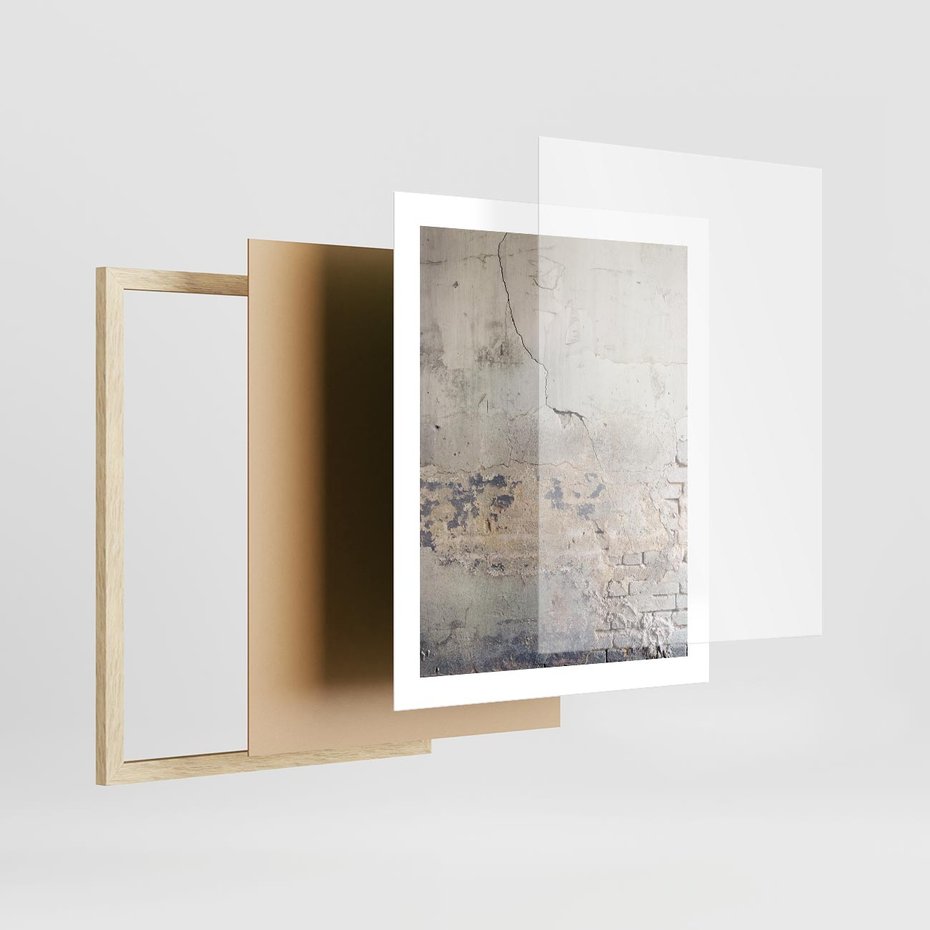 Plakat w ramie 40x50 - Surowość ściany z betonu - ściana, beton - rama drewno