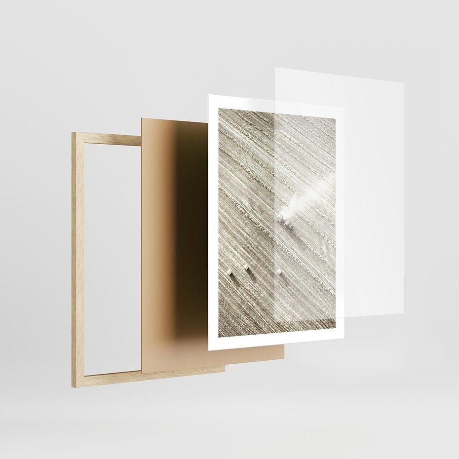 Plakat w ramie 50x70 - Pole i Żniwa na Malowniczym Zdjęciu - pole, traktor - rama drewno