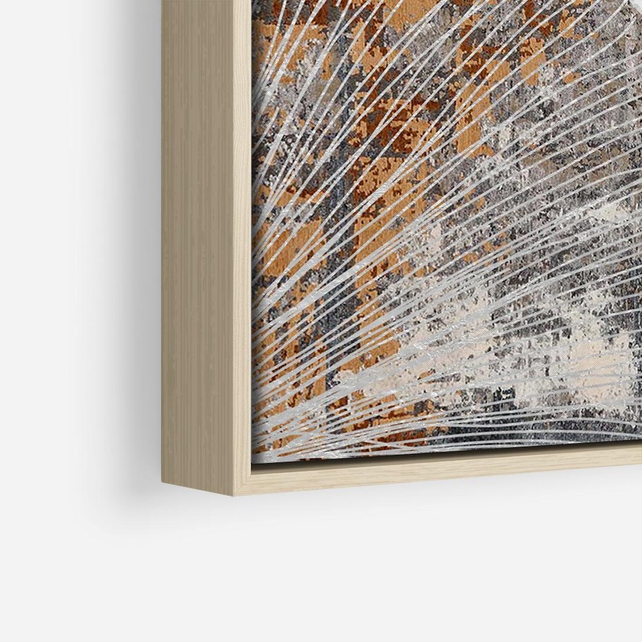 Obraz w ramie 50x50 - Złote liście melancholii - liście miłorzębu, tekstura - rama drewno