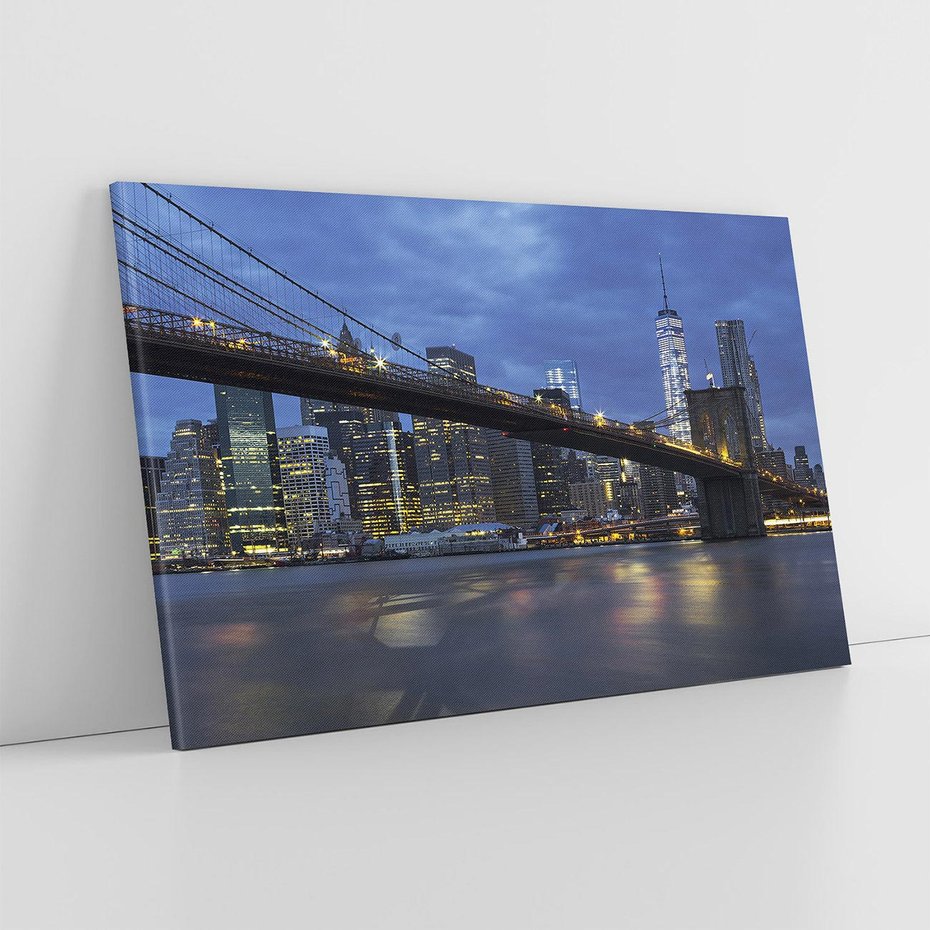 Obraz na płótnie 70x50 - Mosty Manhattanu nocą - most, Nowy Jork
