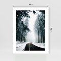 Plakat bez ramy 30x40 - Droga przez Zimowy Las - drzewa, śnieg