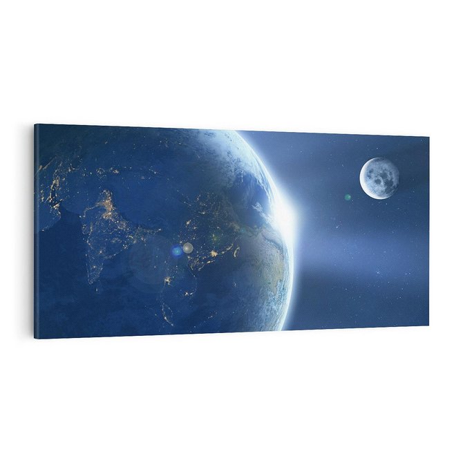 Obraz na płótnie 100x50 - Mistyczne spotkanie - księżyc, ziemia