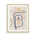 Plakat w ramie 50x70 - Manifestacje Dziwności - abstrakcja w stylu picasso, beżowe tło - rama drewno