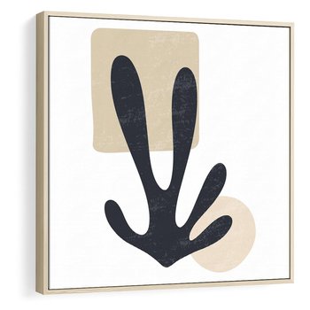 Obraz w ramie 50x50 - Granatowa Odsłona - minimalistyczna nowczesna grafika, styl matisse - rama drewno