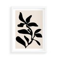 Plakat w ramie 50x70 - Wibracje Akwarelowych Ścieżek - abstrakcyjny minimalistyczna kwiat, czarno biały plakat - rama biała