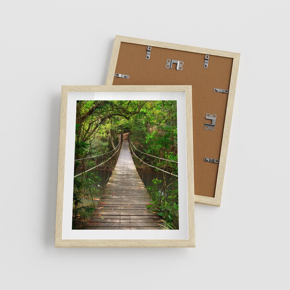 Plakat w ramie 40x50 - Przez Dżunglę - most, linowy - rama drewno
