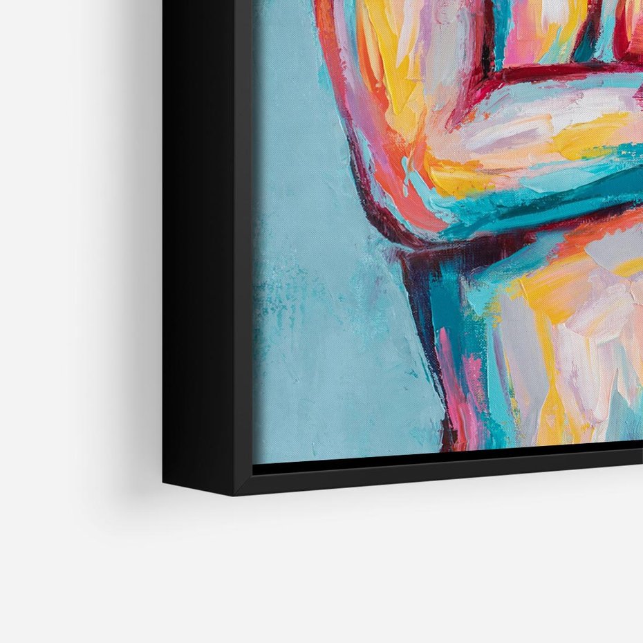 Obraz w ramie 50x50 - Nagie Natchnienie - obraz olejny, naga kobieta - rama czarna