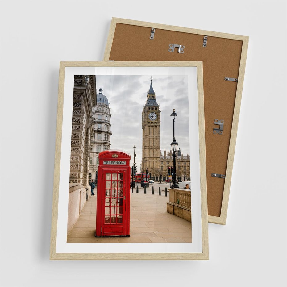 Plakat w ramie 50x70 - Symbol Big Benu - Londyn, budka - rama drewno