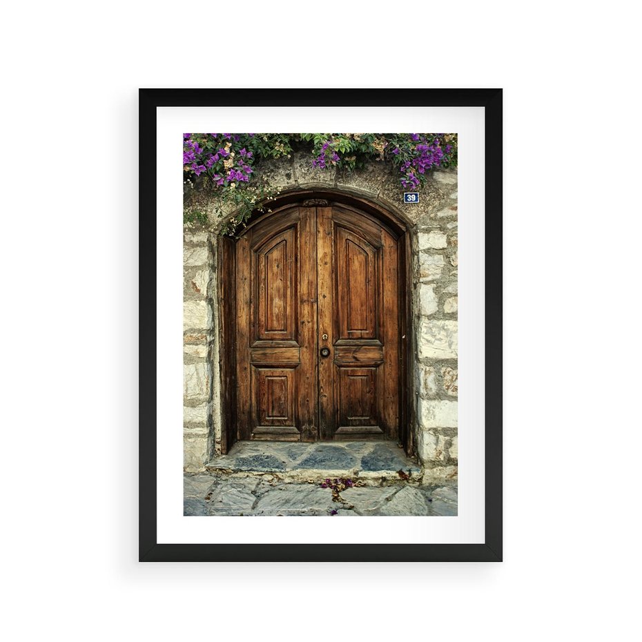 Plakat w ramie 30x40 - Tajemnicze stare drzwi - stare, drzwi - rama czarna