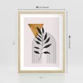 Plakat w ramie 30x40 - Geometria z Elementami Złota i Liści - grafika, złoto - rama drewno