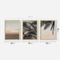 Zestaw obrazy w ramie 50x70 galeria - Palmy, plaża, zachód, słońca - rama drewno