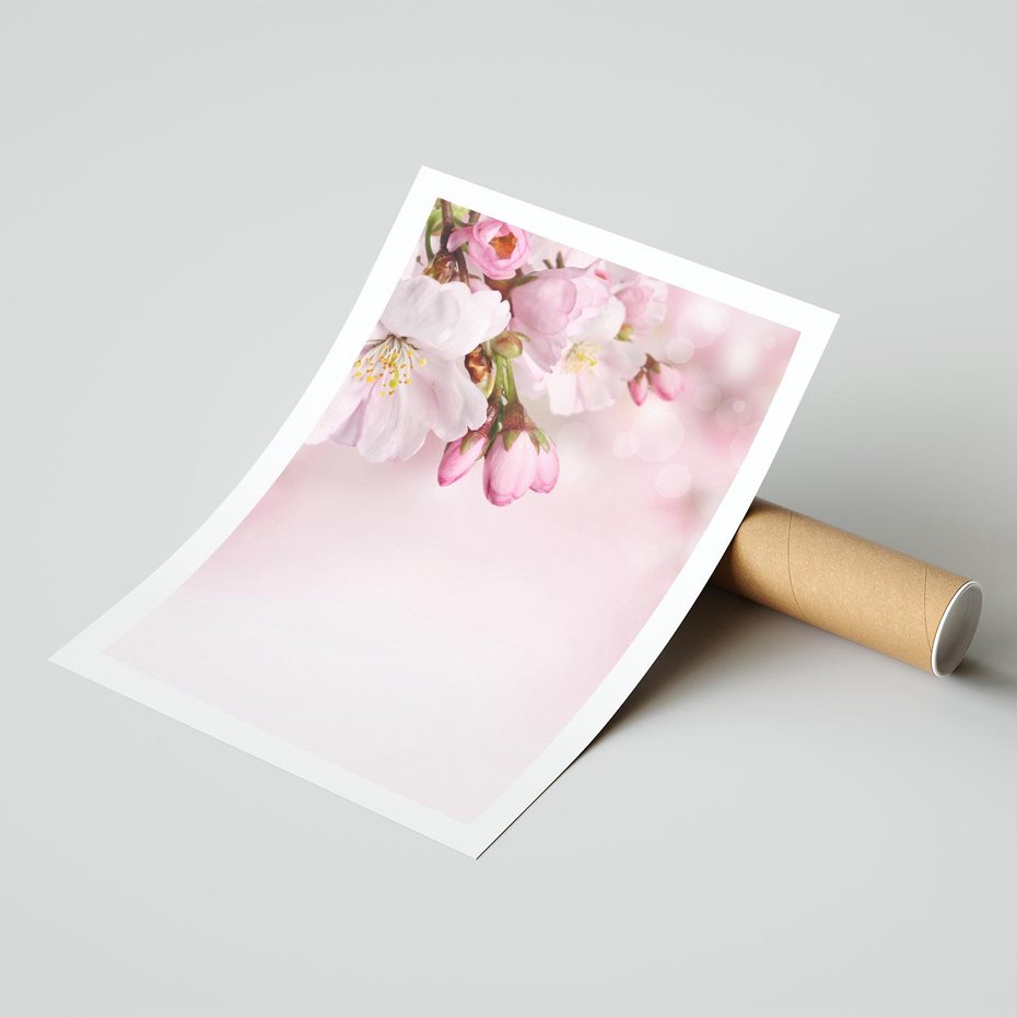 Plakat bez ramy 21x30 - Kwitnąca wiśnia: delikatność natury - kwitnąca, wiśnia
